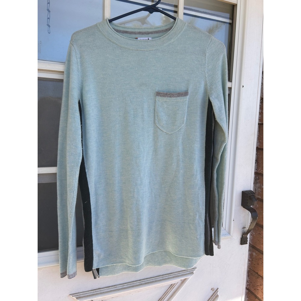 Smartwool Womens Merino Wool Blend Colorblock Pocket Sweater Blue Grey Size S